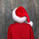 Fluffy Santa Hat with Real Fox Fur Trim, Christmas Couple Hats, Holiday Costume Accessory, Unisex Xmas Party Hat, Winter Gift for Him or Her
