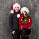 Fluffy Santa Hat with Real Fox Fur Trim, Christmas Couple Hats, Holiday Costume Accessory, Unisex Xmas Party Hat, Winter Gift for Him or Her