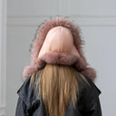 Real Fur & Leather Trapper Hat in Dusty Rose, Cozy Winter Hat With Earflaps, Saga Raccoon Fur Bomber Hat, Warm Ushanka, Gift For Girlfriend