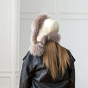 Light Beige Raccoon Fur Trapper Hat, Oversized Furry Hat Wit Earflaps, Real Leather Aviator Hat, Stylish Winter Hat, Fluffy Ushanka Gift