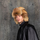 Luxury Red Fox Fur Ushanka Hat, Unisex Trapper Hat, Winter Warm Aviator Hat, Genuine Fur Hat for Men and Women, Real Fox Fur Bomber Hat