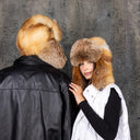 Luxury Red Fox Fur Ushanka Hat, Unisex Trapper Hat, Winter Warm Aviator Hat, Genuine Fur Hat for Men and Women, Real Fox Fur Bomber Hat