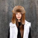 Luxury Red Fox Fur Ushanka Hat, Unisex Trapper Hat, Winter Warm Aviator Hat, Genuine Fur Hat for Men and Women, Real Fox Fur Bomber Hat