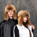 Luxury Red Fox Fur Ushanka Hat, Unisex Trapper Hat, Winter Warm Aviator Hat, Genuine Fur Hat for Men and Women, Real Fox Fur Bomber Hat