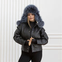 Gray Blue Raccoon Fur Trapper Hat, Real Leather Ushanka, Oversized Trapper Hat, Fluffy Aviator Hat, Fashion Winter Hat, Gift For Girlfriend