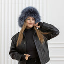Gray Blue Raccoon Fur Trapper Hat, Real Leather Ushanka, Oversized Trapper Hat, Fluffy Aviator Hat, Fashion Winter Hat, Gift For Girlfriend