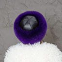 Purple Fox Fur Hat, Black Leather Mongolian Hat, Warm Fuzzy Hat, Winter Headwear, Real Fur Pill Box Hat, Violet Fuzzy Hat, Mom Birthday Gift