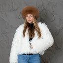 Stylish Winter Fur Hat, Dark Beige Fox Fur Hat, Real Leather Pill Box Hat, Fashion Winter Hat, Warm Mongolian Hat, Anniversary Gift For Wife