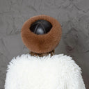 Stylish Winter Fur Hat, Dark Beige Fox Fur Hat, Real Leather Pill Box Hat, Fashion Winter Hat, Warm Mongolian Hat, Anniversary Gift For Wife