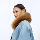 Natural Fox Fur Collar For Her, Brown Detachable Collar For Coat, Fluffy Scarf Wrap, Short Fur Collar, Fur Winter Accessories, Gift For Her