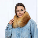 Natural Fox Fur Collar For Her, Brown Detachable Collar For Coat, Fluffy Scarf Wrap, Short Fur Collar, Fur Winter Accessories, Gift For Her