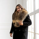 Luxury Real Raccoon Fur Collar For Her, Winter Fur Accessories, Saga Fur Scarf, Genuine Fur Neck Warmer, Long Fur Collar For Coat, Mom Gift