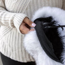 White Fox Fur Hat with Black Tips, Real Fox Fur & Leather Mongolian Hat, Fashion Pill Box Hat, Cozy Fluffy Hat, Warm Furry Hat, Gift For Mom