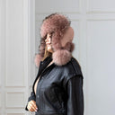 Real Fur & Leather Trapper Hat in Dusty Rose, Cozy Winter Hat With Earflaps, Saga Raccoon Fur Bomber Hat, Warm Ushanka, Gift For Girlfriend