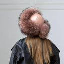 Real Fur & Leather Trapper Hat in Dusty Rose, Cozy Winter Hat With Earflaps, Saga Raccoon Fur Bomber Hat, Warm Ushanka, Gift For Girlfriend