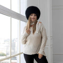 Fashion Black Fox Fur Hat, Warm Winter Kubanka Hat, Winter 2026 Hat, Women Furry Headwear, Fluffy Hat For Wife, Real Fur Hat, Gift For Mom