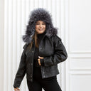 Oversized Gray Fur Trapper Hat, Real Raccoon Fur Bomber Hat, Silver Leather Aviator hat, Women Winter Hat, Fluffy Ushanka, Ear Flaps Hat