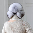 White Fox Fur Ushanka Hat for Women, One-Piece Fur Trapper Hat, Real Fox Fur Winter Headwear, Warm Hat For Cold Weather, Cute Aviator Hat