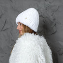 Knitted Fur Beanie Hat, Womens Winter Hat, Silver Furry Hat, Fluffy Rabbit Fur Hat, Warm Ladies Hat, Fuzzy Fur Headwear, Gift For Wife