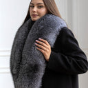 Luxury Silver Fox Fur Collar, Fluffy Fur Scarf, Genuine Fox Fur Shawl Wrap, Women's Winter Stole, Premium Fur Accessory, Detachable Collar