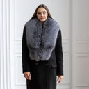 Luxury Silver Fox Fur Collar, Fluffy Fur Scarf, Genuine Fox Fur Shawl Wrap, Women's Winter Stole, Premium Fur Accessory, Detachable Collar