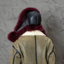 Burgundy Fox Fur Trapper Hat, Real Fur & Leather Winter Hat, Fluffy Ear Flap Hat for Her, Thick Warm Fashion Hat, Cold Weather Hat, Mom Gift