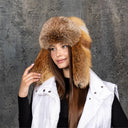 Luxury Red Fox Fur Ushanka Hat, Unisex Trapper Hat, Winter Warm Aviator Hat, Genuine Fur Hat for Men and Women, Real Fox Fur Bomber Hat