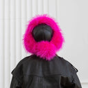 Pink Raccoon Fur Winter Hat For Her, Real Fur & Leather Trapper Hat, Fuchsia Black Ushanka, Women Bomber Hat, Warm Furry Hat, Christmas Gift