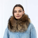 Short Raccoon Fur Collar, Genuine Fur Neck Warmer, Luxury Real Fur Scarf for Women, Winter Fashion Accessory, Handmade Fur Collar For Coat