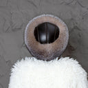 Premium Fox Fur Women Hat, Natural Fox Fur & Brown Leather Hat, Fluffy Mongolian Hat, Real Fur Hat Flat Top, Luxury Christmas Gift For Wife