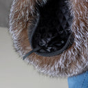 Premium Fox Fur Women Hat, Natural Fox Fur & Brown Leather Hat, Fluffy Mongolian Hat, Real Fur Hat Flat Top, Luxury Christmas Gift For Wife