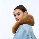 Natural Fox Fur Collar For Her, Brown Detachable Collar For Coat, Fluffy Scarf Wrap, Short Fur Collar, Fur Winter Accessories, Gift For Her