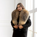Luxury Real Raccoon Fur Collar For Her, Winter Fur Accessories, Saga Fur Scarf, Genuine Fur Neck Warmer, Long Fur Collar For Coat, Mom Gift