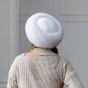 White Fox Fur Hat with Black Tips, Real Fox Fur & Leather Mongolian Hat, Fashion Pill Box Hat, Cozy Fluffy Hat, Warm Furry Hat, Gift For Mom