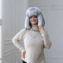 White Fox Fur Ushanka Hat for Women, One-Piece Fur Trapper Hat, Real Fox Fur Winter Headwear, Warm Hat For Cold Weather, Cute Aviator Hat