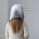 White Fox Fur Ushanka Hat for Women, One-Piece Fur Trapper Hat, Real Fox Fur Winter Headwear, Warm Hat For Cold Weather, Cute Aviator Hat