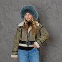 Blue-Green Fox Fur Trapper Hat For Women, Fluffy Aviator Hat With Earflaps and Pompoms, Real Fur & Leather Ushanka, Fashion Bomber Hat Gift