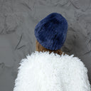 Knitted Fur Beanie Hat, Womens Winter Hat, Silver Furry Hat, Fluffy Rabbit Fur Hat, Warm Ladies Hat, Fuzzy Fur Headwear, Gift For Wife