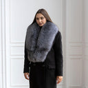 Luxury Silver Fox Fur Collar, Fluffy Fur Scarf, Genuine Fox Fur Shawl Wrap, Women's Winter Stole, Premium Fur Accessory, Detachable Collar