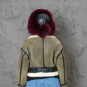 Burgundy Fox Fur Trapper Hat, Real Fur & Leather Winter Hat, Fluffy Ear Flap Hat for Her, Thick Warm Fashion Hat, Cold Weather Hat, Mom Gift