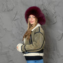 Burgundy Fox Fur Trapper Hat, Real Fur & Leather Winter Hat, Fluffy Ear Flap Hat for Her, Thick Warm Fashion Hat, Cold Weather Hat, Mom Gift