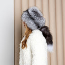 Luxury Silver Fox Fur Hat with Detachable Tail, Real Fur Winter Hat for Women, Oversized Fur Cap, Warm Fuzzy Hat, Christmas Gift For Wife