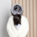 Luxury Silver Fox Fur Hat with Detachable Tail, Real Fur Winter Unisex Hat, Oversized Fluffy Cap, Warm Fuzzy Hat, Christmas Gift For Wife