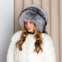 Luxury Silver Fox Fur Hat with Detachable Tail, Real Fur Winter Hat for Women, Oversized Fur Cap, Warm Fuzzy Hat, Christmas Gift For Wife