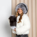 Luxury Silver Fox Fur Hat with Detachable Tail, Real Fur Winter Unisex Hat, Oversized Fluffy Cap, Warm Fuzzy Hat, Christmas Gift For Wife