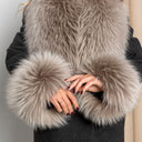 Luxury Real Fur Collar and Cuffs Set for Women, Natural Cool Beige Fox Scarf, Elegant Coat Accessory, Winter Fashion Gift, Anniversary Gift