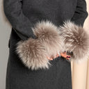 Luxury Real Fur Collar and Cuffs Set for Women, Natural Cool Beige Fox Scarf, Elegant Coat Accessory, Winter Fashion Gift, Anniversary Gift