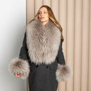 Luxury Real Fur Collar and Cuffs Set for Women, Natural Cool Beige Fox Scarf, Elegant Coat Accessory, Winter Fashion Gift, Anniversary Gift