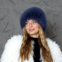 Oversized Fur Beanie, Fluffy Fox Fur Hat, Gray Real Fur Hat Women, Fur Winter Hat, Fuzzy Ladies Hats, Fur Accessories, Wife Birthday Gift