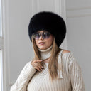Fashion Black Fox Fur Hat, Warm Winter Kubanka Hat, Winter 2026 Hat, Women Furry Headwear, Fluffy Hat For Wife, Real Fur Hat, Gift For Mom